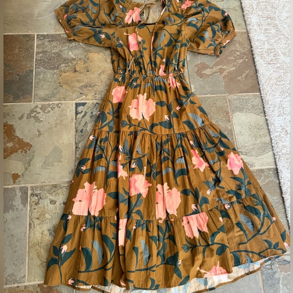 New ANTHROPOLOGIE CONDITIONS APPLY OPEN BACK FLORAL MAXI DRESS IN BROWN S M - Picture 9 of 10